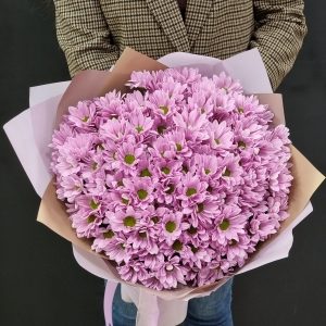 Букет из розовых кустовых хризантем "Rihana" 15шт